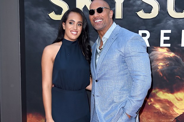 Dwayne Johnson with daughter Simone Garcia Johnson at AMC Loews Lincoln Square on July 10, 2018 in New York City.