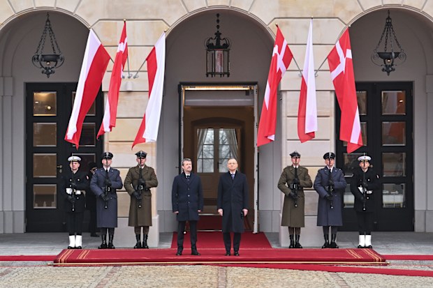  The President of Poland, Andrzej Duda, welcomes King Frederik X Of Denmark at the Presidential Palace on January 31, 2024 in Warsaw, Poland. 