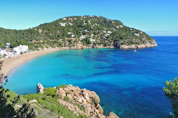 Beach Cala San Vicente stock photo