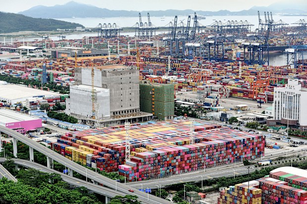 Cargo containers stack up at Yantian port in China.