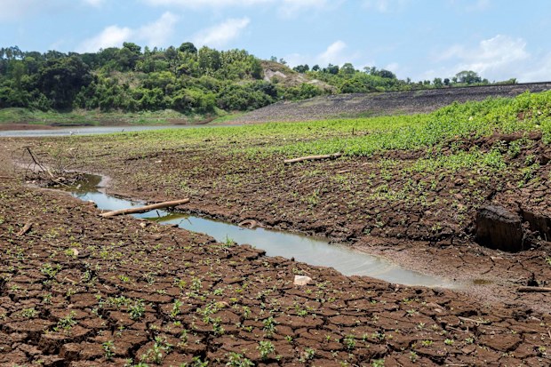 A dried up reservoir in Dzoumogne on the island of Mayotte