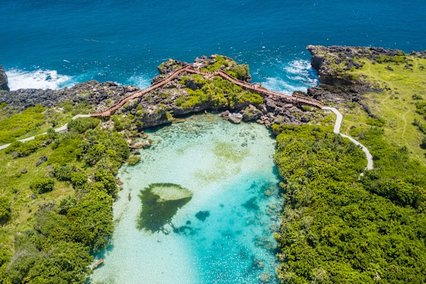 Aerial photography of Weekuri Lagoon sumba indonesia