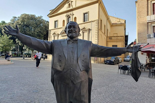 A skating rink was built around a statue honouring Italian singer Luciano Pavarotti. This file photo is from last month.