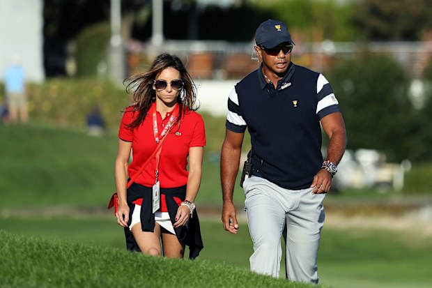 Tiger Woods' ex-girlfriend Erica Herman pictured alongside the golfer in 2017.