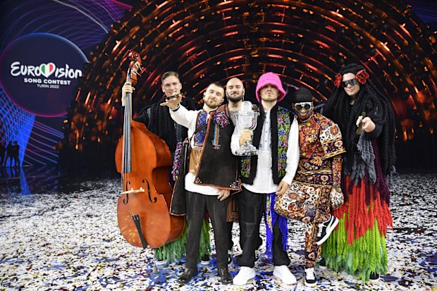 Kalush Orchestra of Ukraine are named the winners during the Grand Final show of the 66th Eurovision Song Contest at Pala Alpitour on May 14, 2022 in Turin, Italy 