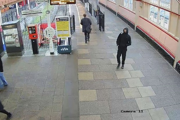 In this grab from CCTV footage provided by the Metropolitan Police on Thursday, Oct. 5, 2023, Jaswant Singh Chail walks at Windsor Railway Station on Dec. 23, 2021, in Windsor, England. 