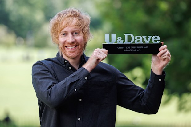 British comedian Mark Simmons wins the U&Dave Joke of the Fringe 2024 award.