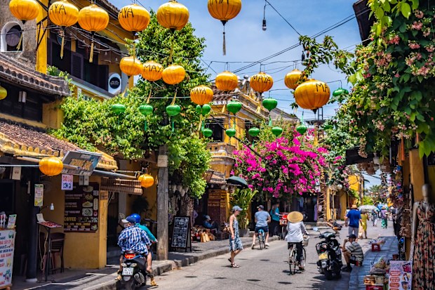 View of the street in Hoi An ancient town, in Vietnam. High quality photo