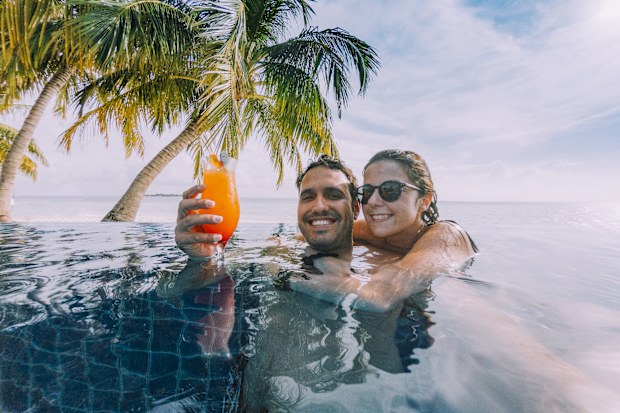 Drinking in the pool on holiday