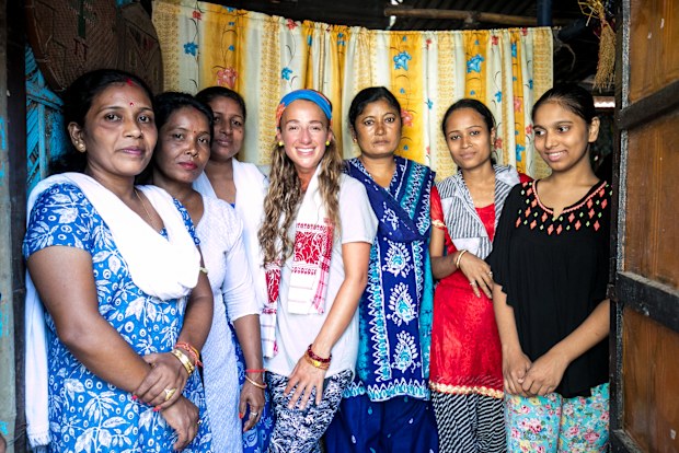Samantha with a group of locals she met along her journey.