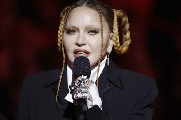 Madonna speaks onstage during the 65th GRAMMY Awards at Crypto.com Arena on February 05, 2023 in Los Angeles, California.