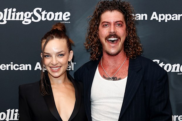 Abbie Chatfield and Adam Hyde at the American Apparel Rolling Stone Australia Awards on April 9, 2025 in Sydney, Australia.