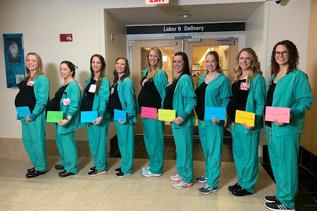 Nine nurses in USA who work together all pregnant at same time