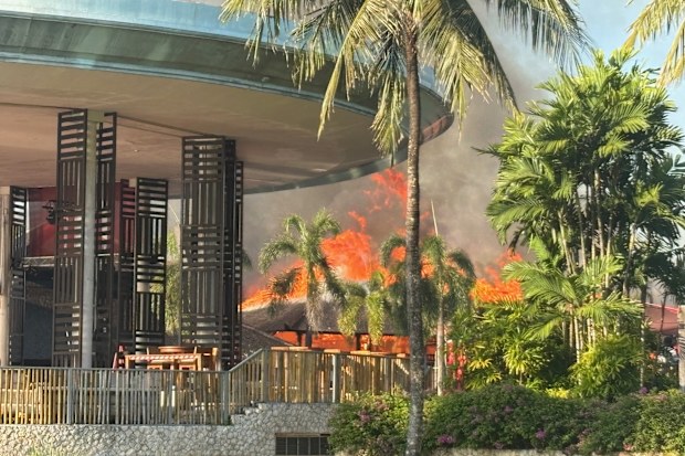 The fire took hold at Club Med Bali in Nusa Dua this morning.