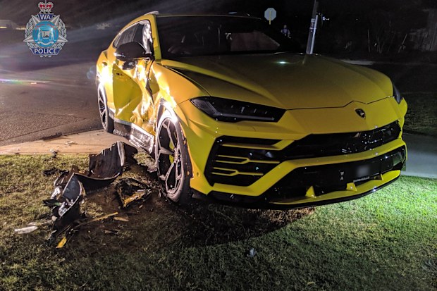 The 14-year-old crashed a stolen vehicle into a yellow Lamborghini. 