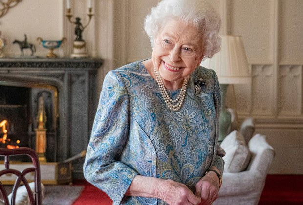 Britain's Queen Elizabeth II receives the President of Switzerland Ignazio Cassis and his wife Paola Cassis during an audience at Windsor Castle in Windsor, England on April 28, 2022. (Dominic Lipinski/Pool Photo via AP, File)