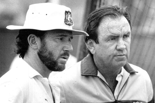 Allan Border (left) and Bob Simpson in 1987.