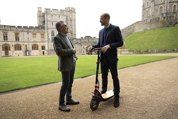 Eugene Levy and Prince William on The Reluctant Traveller, on Apple TV+.