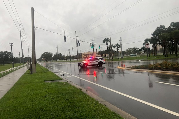 Powerlines are being downed across Tampa as Hurricane Ian lashes Florida.