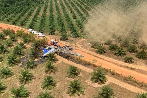 A plane accident in the village of La Bendicion, municipality of San Martin, Meta, Colombia, 09 March 2019. At least 12 people, including a minor, died when a DC-3 plane of the Laser airline crashed in a jungle area of the Colombian department of Meta.