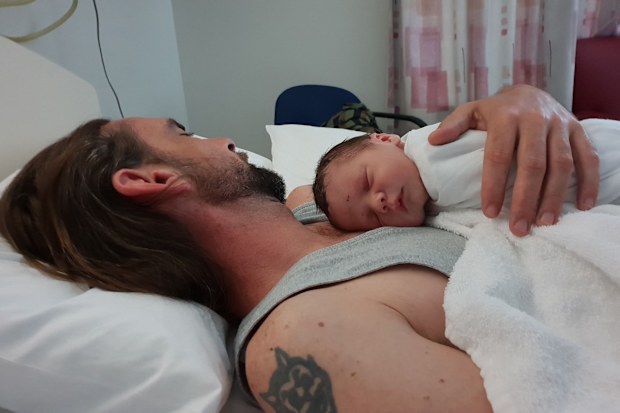 Dad Chris with baby Oscar