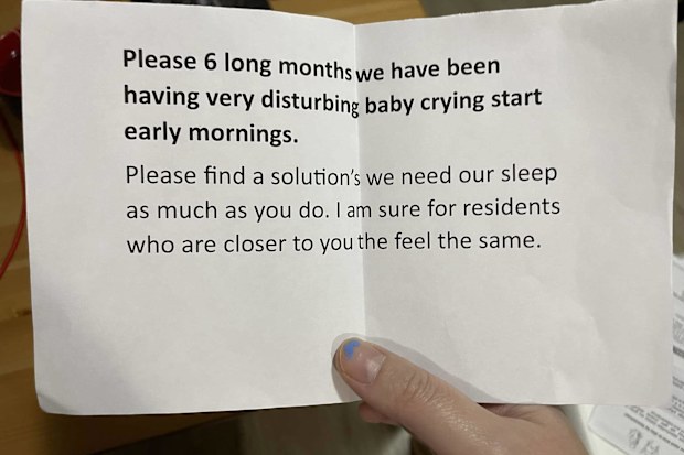 Mum outraged by letter left by neighbour. 