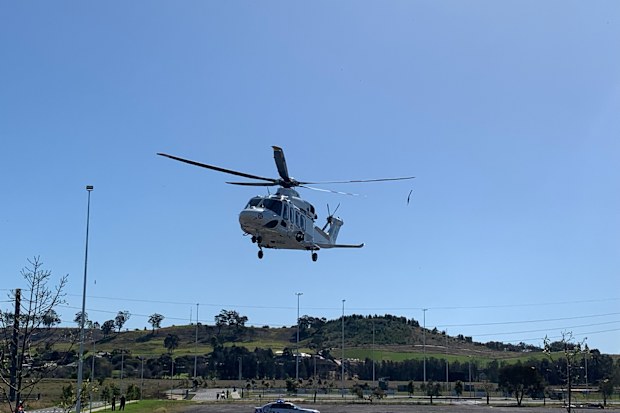 An ambulance helicopter was called to the scene.