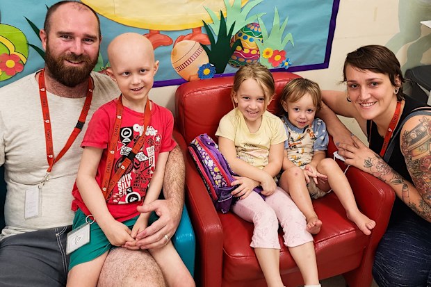 Ollie Jepson (second left) with dad Nathan, mum Naomi and his two sisters.