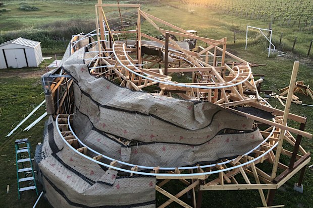 The backyard rollercoaster track ended up being 122 metres long