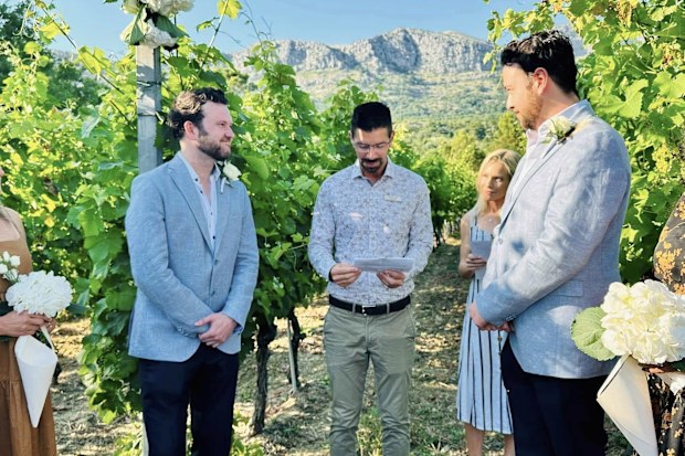 A fellow tour guest got ordained as a minister online to wed Craig Carracosta and Graham Mascord.