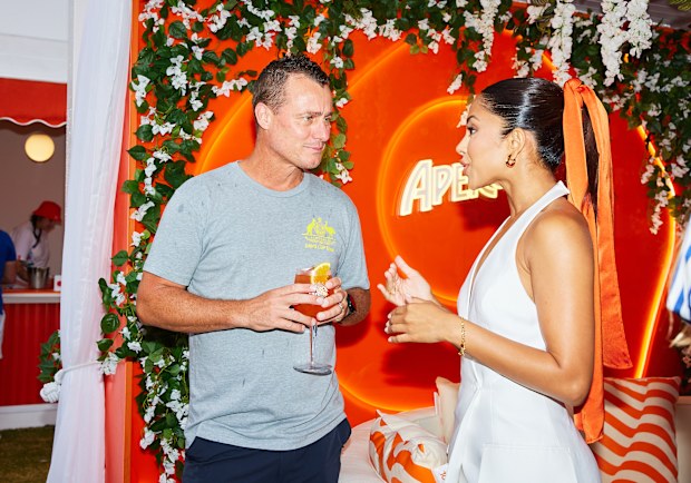 Lleyton Hewitt and Maria Thattil at the Australian Open, 2025