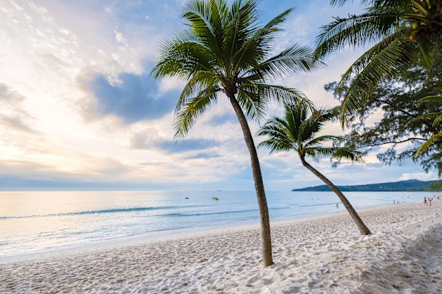 Bang Tao beach Phuket Thailand during sunset
