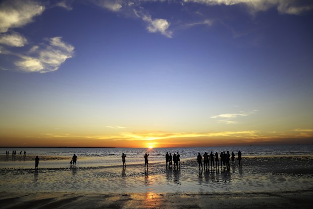 crowds come to watch the sunset at Mindil Beach Darwin