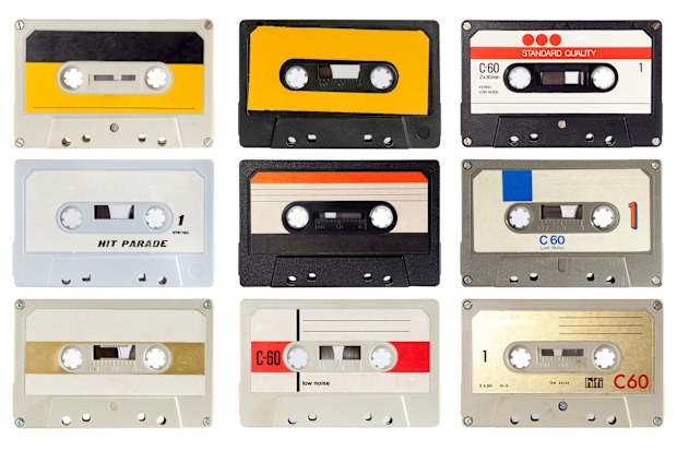 Stock image of a collection of audio casette tapes from the '80s