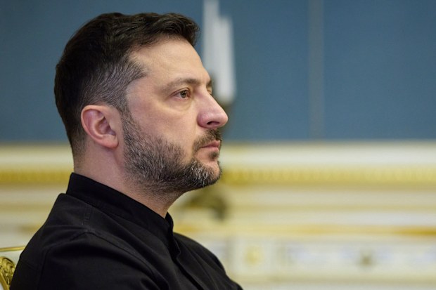 In this photo provided by the Ukrainian Presidential Press Office, Ukrainian President Volodymyr Zelenskyy attends a news conference in Kyiv, Ukraine, Friday, Oct. 31, 2025. (Ukrainian Presidential Press Office via AP)