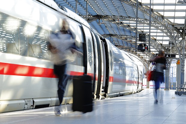 German ICE fast train on a platform