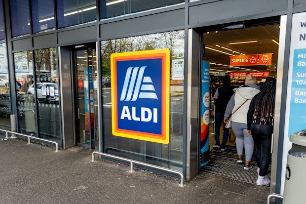 Entrance of an Aldi supermarket