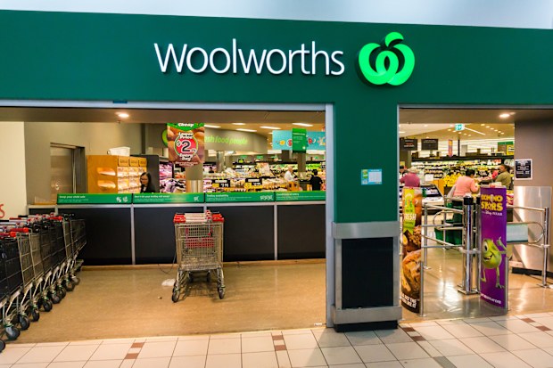 Melbourne, Australia - March 25, 2015: a Woolworths supermarket in suburban Melbourne. Woolworths operates one of the two large national supermarket chains in Australia.