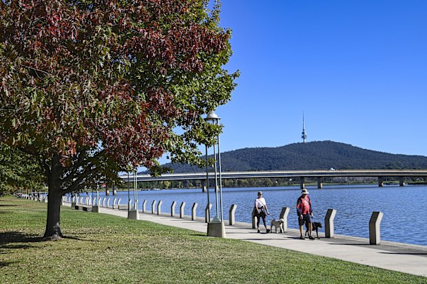 Canberra in Autumn, people enjoying a sunny day with fantastic colours