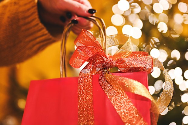 Christmas gift close up.