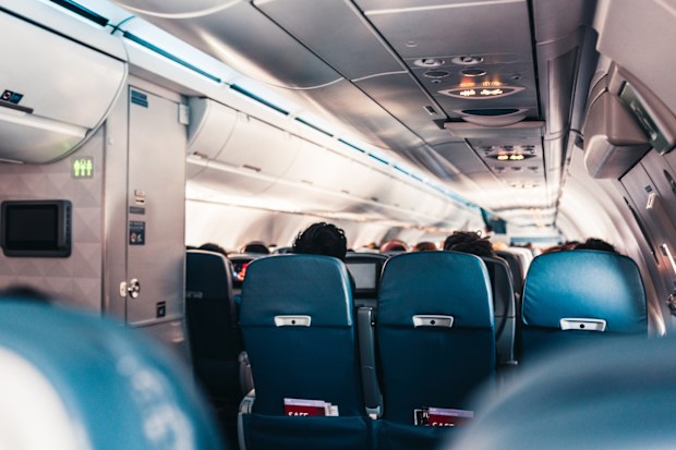 Inside an airplane