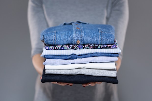 Laundry stock photo folded clothes pile