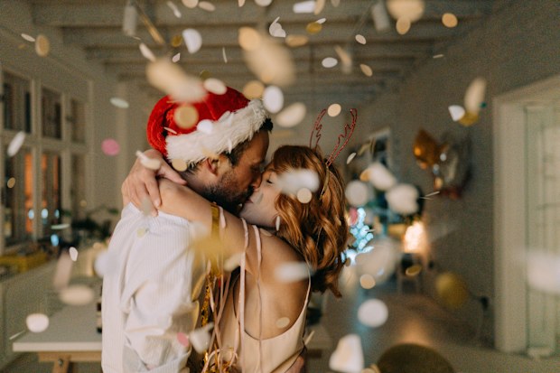 Photo of young couple on New Year's Eve
