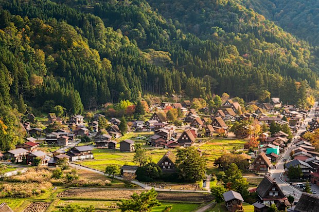 Shirakawago is a Japan traditional village showcasing a building style known as gassh-zukuri in autumn