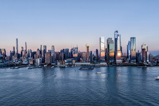 Midtown Manhattan Cityscape at Sunset - Aerial View