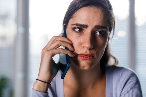 stock phone woman angry