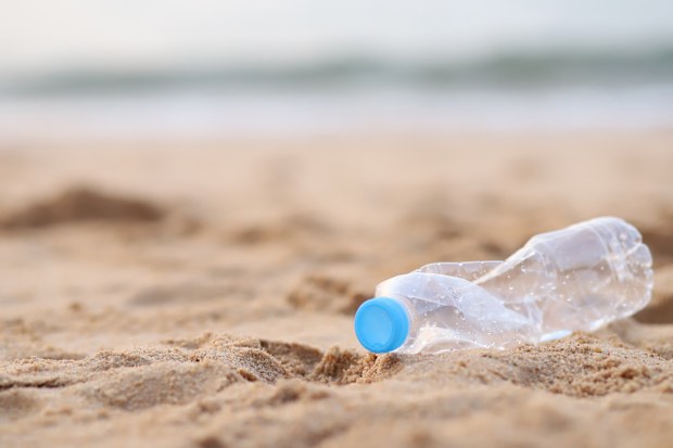 Picture of plastic bottle by the beach