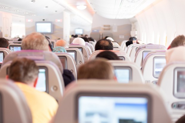 Passengers in the airplane.
