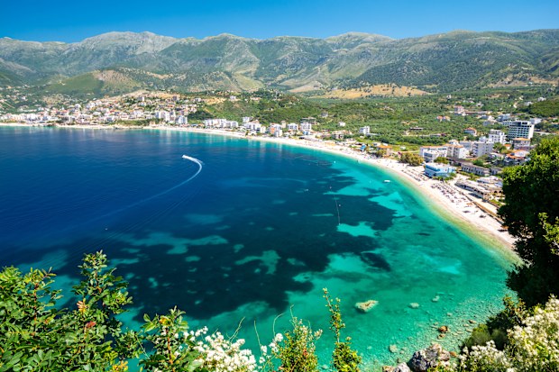 Amazing paradise beach in Himare in Albania