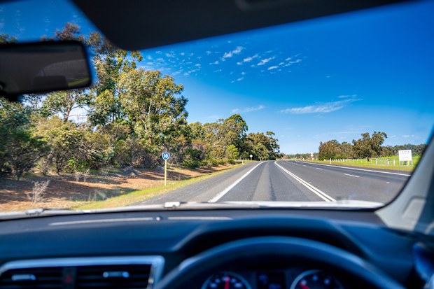 Driving along the roads of Western Australia.